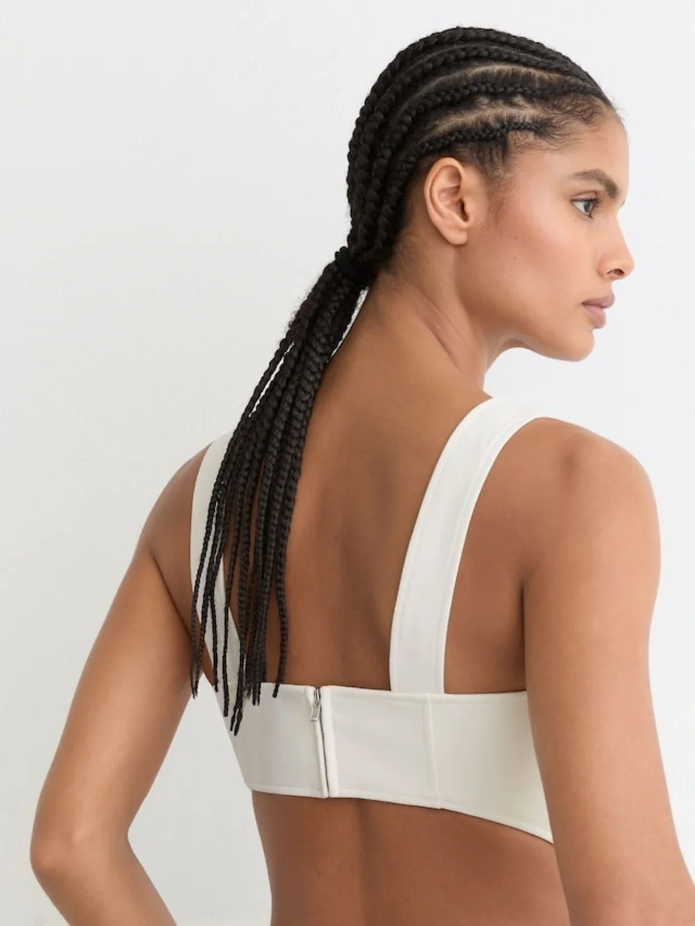 Reiss Ivory Dina Waisted Cut-Out Twill Midi Dress